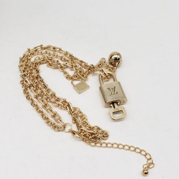 Authentic Louis Vuitton Lock & Key W/ Unbranded Stainless Steel Gold DoubleChain - Picture 6 of 13